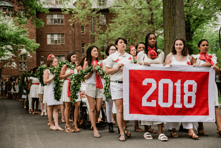 The class of 2018 marching in the Laurel Parade