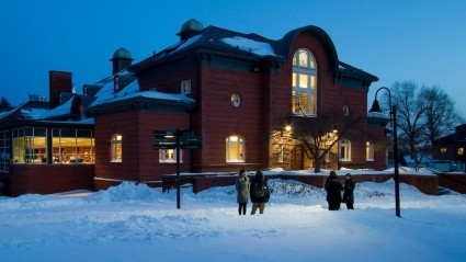 Exterior of Blanchard Hall after a snowfall