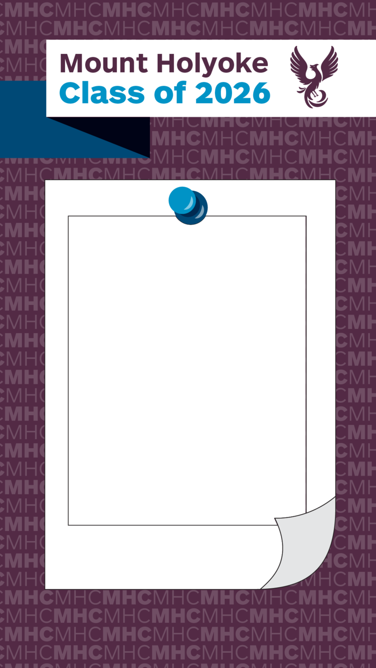 Mount Holyoke College Class of 2026 pinboard photo frame for the purple phoenixes, our Frances Perkins students