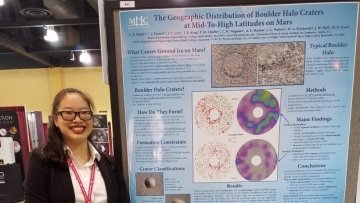 Louisa Rader presenting her work on boulder halo craters