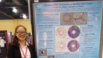 Louisa Rader presenting her work on boulder halo craters