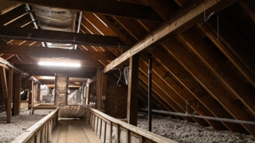 New insulation in the attic of Mead Hall after renovations