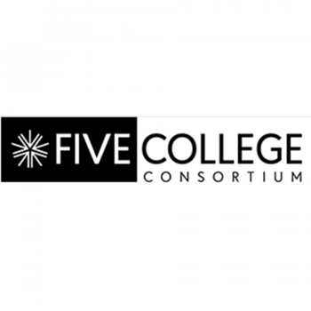 Five College Consortium Logo - black and white lettering and a starburst