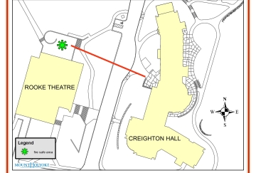 Creighton Hall fire safety location (next to Rooke Theater)