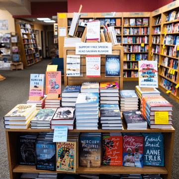 A collection of books in the Odyssey Bookshop in the Village Commons