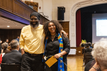 Olivia Wilson ’23 with mentor and father Lucas Wilson, professor of Africana studies and economics