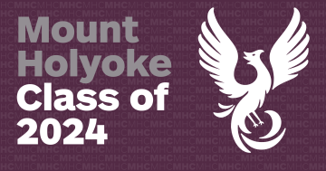 Horizontal graphic with purple background and the phoenix for Frances Perkins graduates of the Class of 2024.