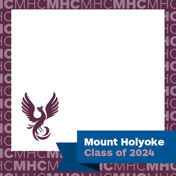 Purple frame with phoenix for the France Perkins graduates of the Mount Holyoke College Class of 2024