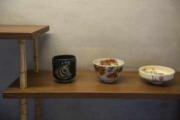 Chawan, bowls for drinking matcha at Wa-shin-an on Mount Holyoke's Campus