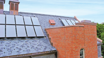 Creighton Hall with solar panels on roof.