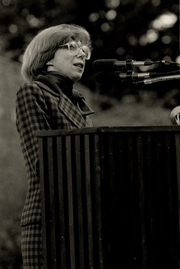 Elizabeth T. Kennan speaking at a podium