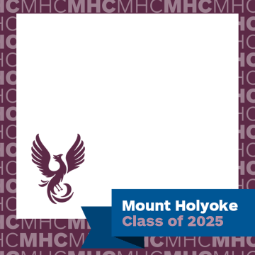 Purple frame with phoenix for the France Perkins graduates of the Mount Holyoke College Class of 2025