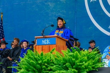 President Danielle R. Holley, speaking during Mount Holyoke's one hundred eighty-eighth Commencement Ceremony