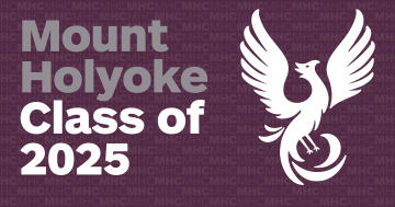 Horizontal graphic with purple background and the phoenix for Frances Perkins graduates of the Class of 2025.