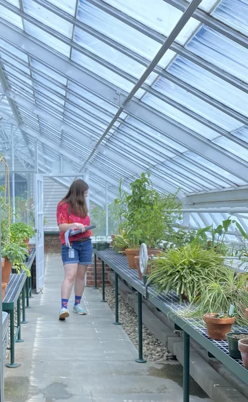 Barbara Wilkins '28 in the Botanic Garden during the summer of 2026