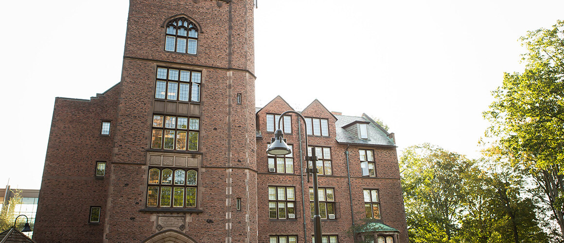 Campus beauty - brick building highlighted by the sun