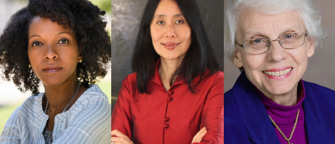 Headshots of Imani Perry, Lan Cao ’83 and Nancy Welker ’63