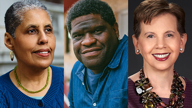 Speakers at the 2019 Commencement are Barbara Smith ’69, Gary Younge and Adrienne Arsht ’63.