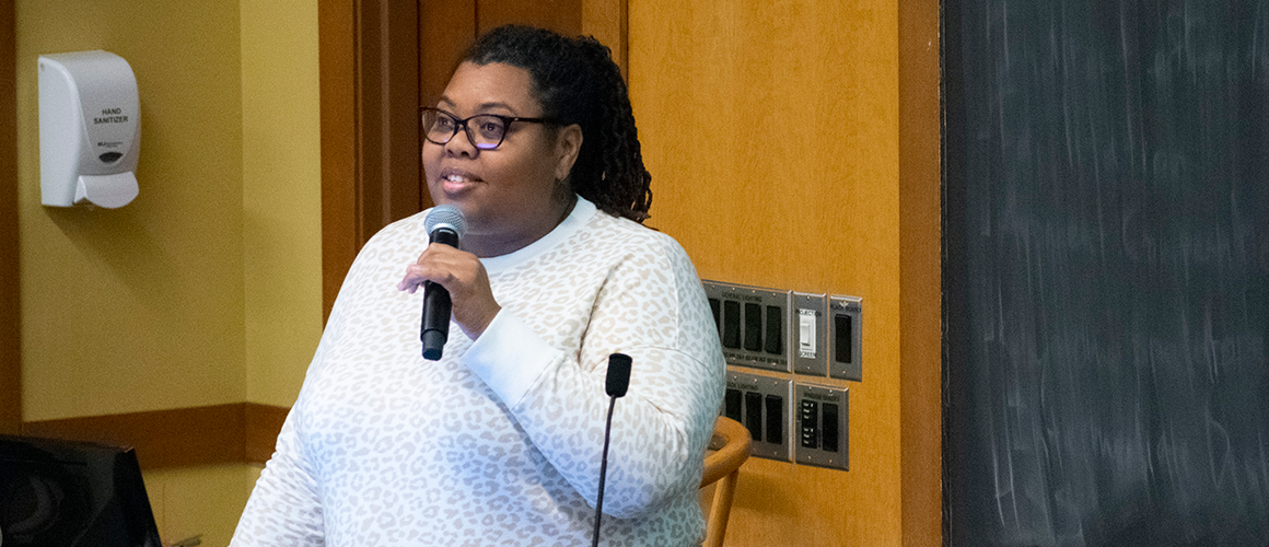 Angelica Patterson, the Miller Worley Center’s curator of education and outreach, presented at a workshop on environmental careers.