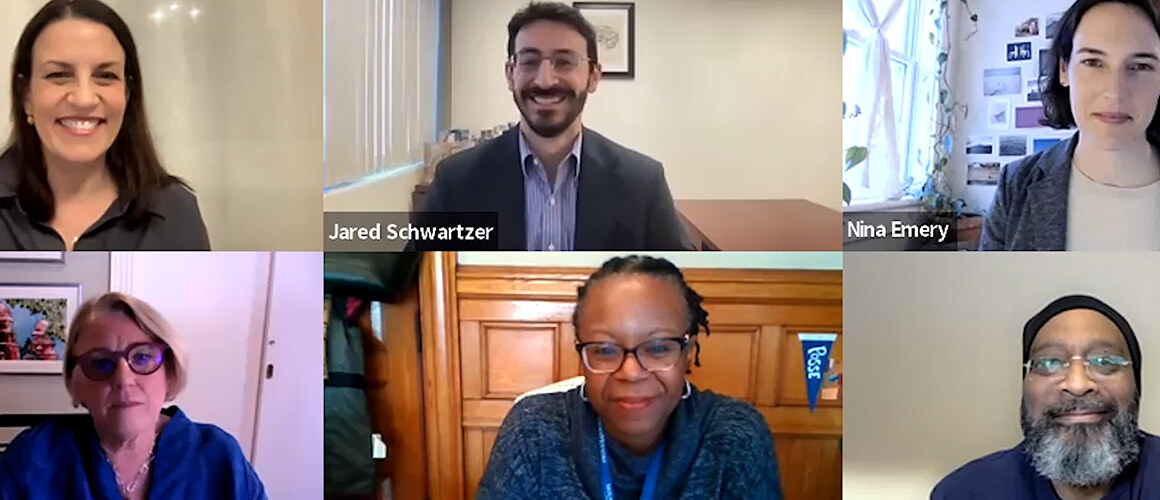 Ombretta Frau, Jared Schwartzer, Nina Emery, Sonya Stephens, Dorothy Mosby and Lucas Wilson on a zoom call
