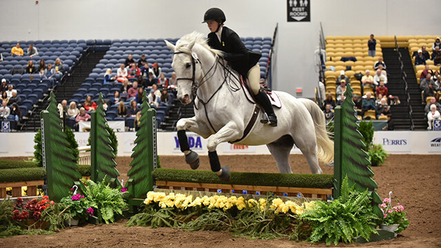 Sara Hearn jumps to her second national victory in the IHSA championships.