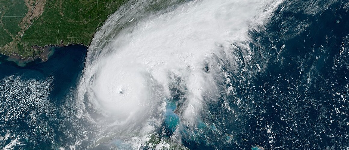 An aerial view of Hurrican Ian over Florida