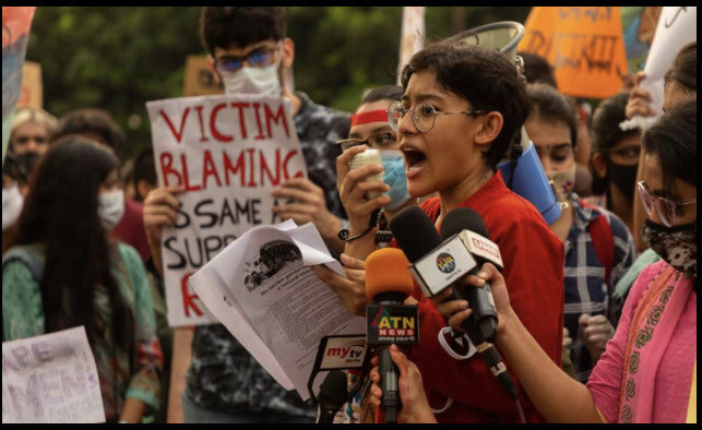 Umama Zillur ’18 was a core organizer of a recent nationwide protest in Bangladesh, #RageAgainstRape. This protest was organized by Feminists Across Generations Alliance, and took place in front of the national parliament. (courtesy photo)
