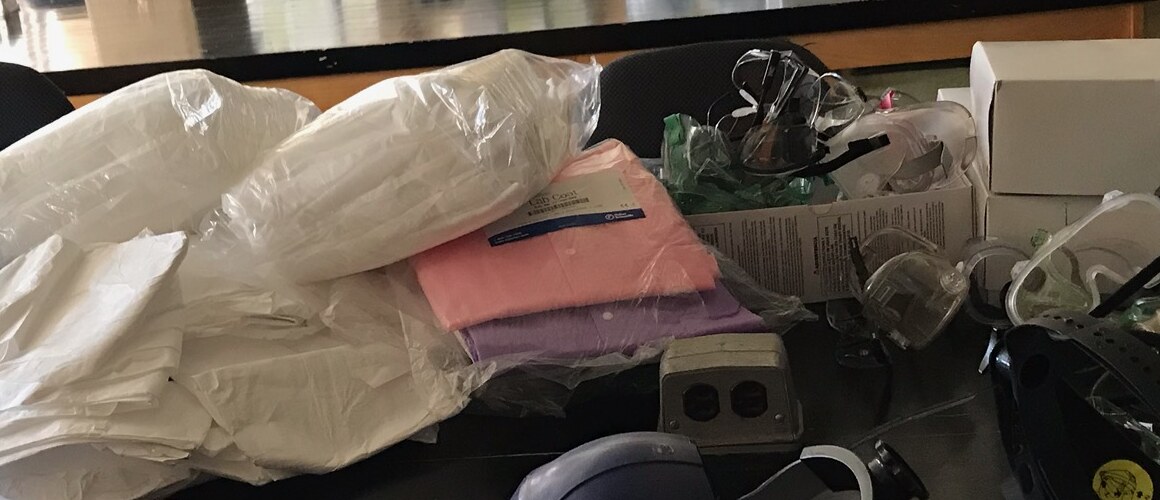 Personal protective equipment donated by Mount Holyoke College.