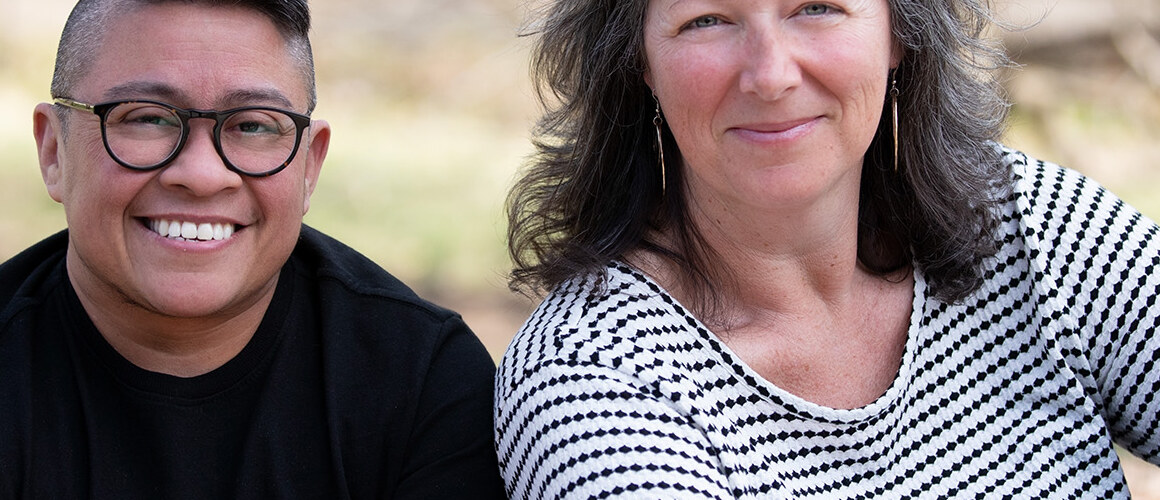 Jackson Matos (left) and Sara Frenette support undergraduate student teachers at Mount Holyoke College.