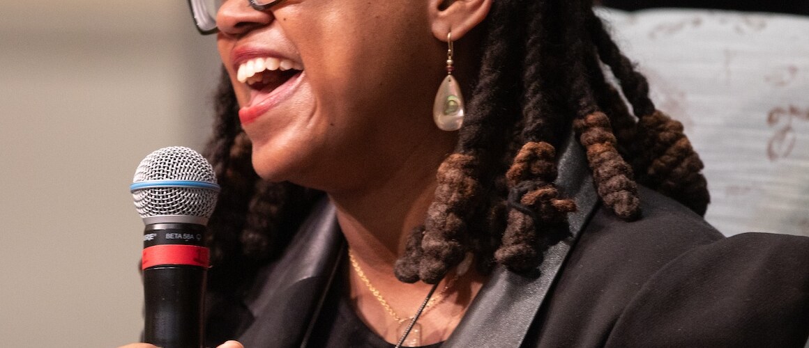 Jamia Wilson, speaking at Mount Holyoke in January of 2024.
