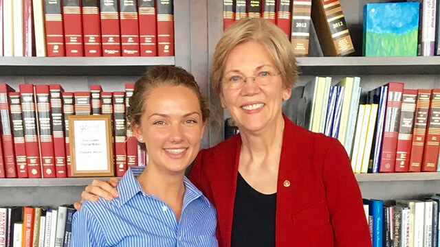During her summer internship, Jessica Taylor ’17 answered questions from constituents who contacted the Springfield, Mass. office of Senator Elizabeth Warren.