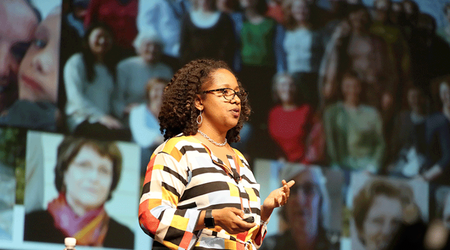 Kaneka Turner MAT’15 was one of the keynote speakers at National Council of Teachers of Mathematics Regional Conference in Orlando, FL in October 2017. Her talk centered on her work advocating for more inclusive mathematical communities.
