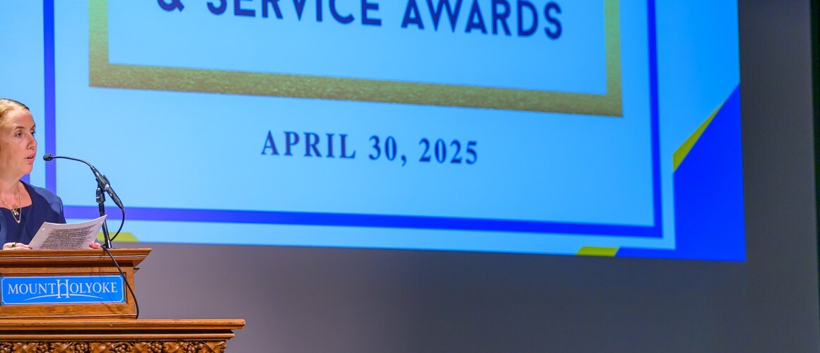 Dean Marcella Runell spoke at the annual Leadership and Service Awards.