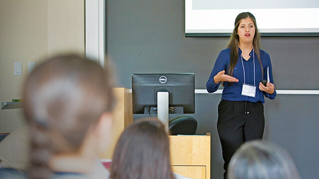 Rand Abu Al-Sha’r ’17, an architectural studies major, was on the "2D to 3D" panel.