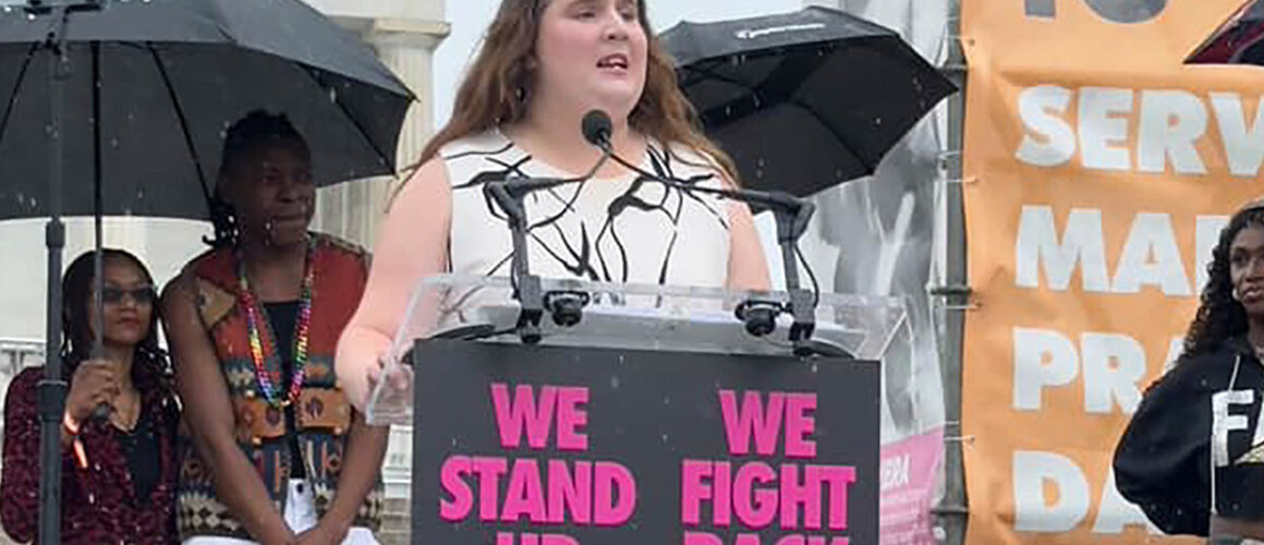 Lily Rood ’27 at World Pride’s International March on Washington in June 2025.