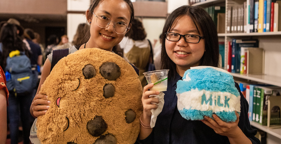 Students enjoy their first Milk and Cookiess during Orientation