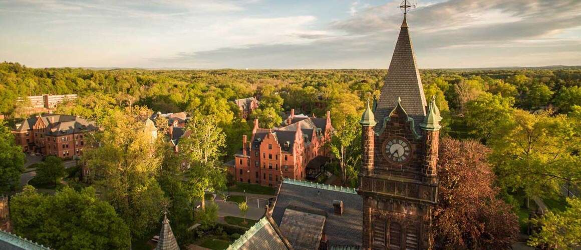 Aerial photo of the Mount Holyoke campus