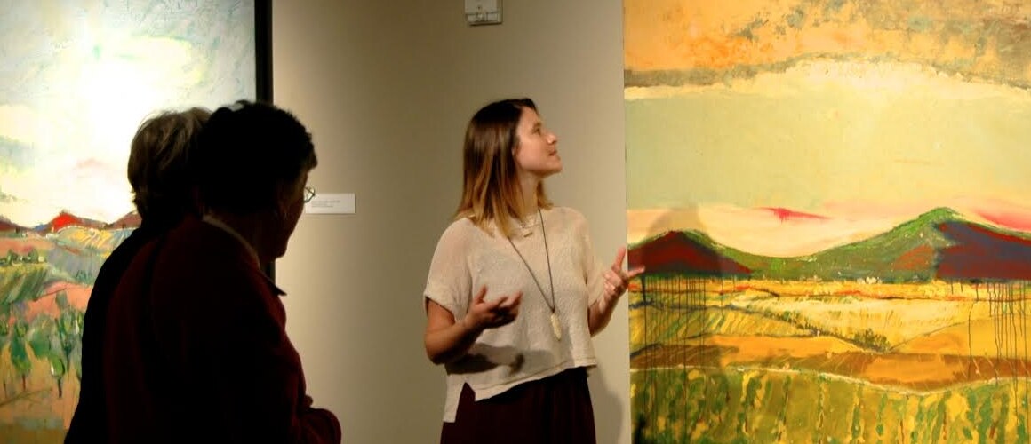 McKenzie Conner giving a tour on French influence in Ira Yeager’s work, Bellingham, WA, April 2016.