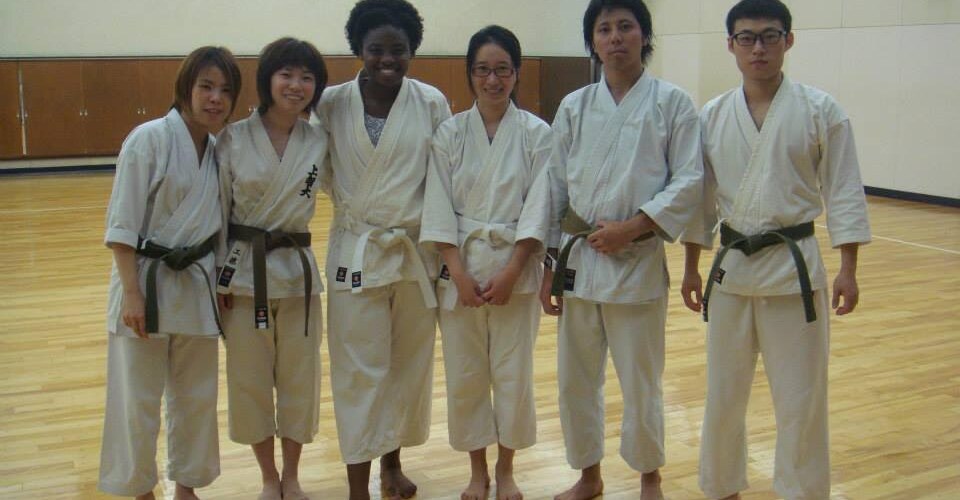 Mengjia Wan, fourth from the left, at Sophia University.