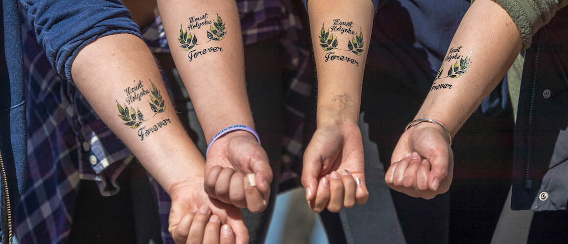 Mountain Day (2007) - Students with tattoos on their arms that read "Mount Holyoke Forever Shall Be"