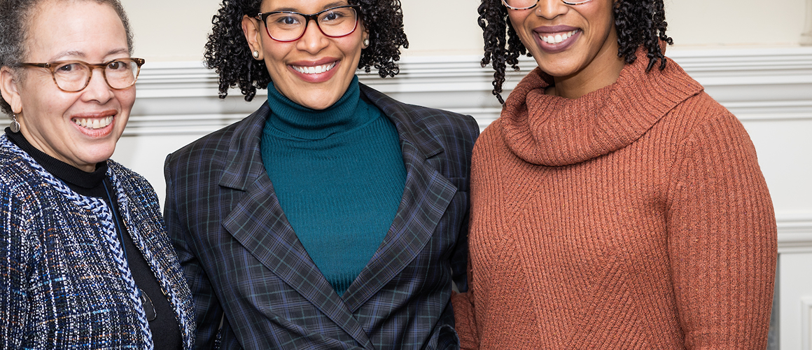 Interim President Beverly Daniel Tatum with Charisse Pickron ’08 and Kira Banks ’00