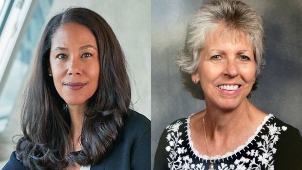Presidential Search Committee chairs Mona Sutphen ’89 and Anne McKenny ’79
