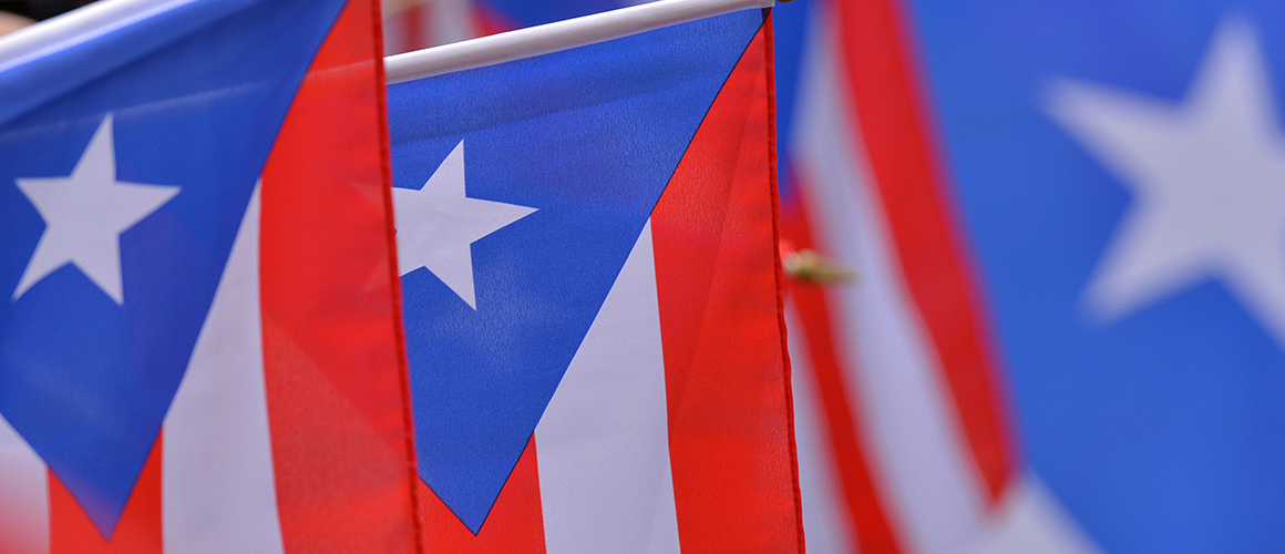 A line of Puerto Rico flags