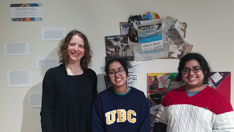 From left) Serin Houston, assistant professor in geography, Anya Nandkeolyar ’19 and Shebati Sengupta ’19