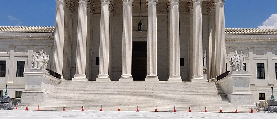 A wide angled shot of the U.S. Supreme Court
