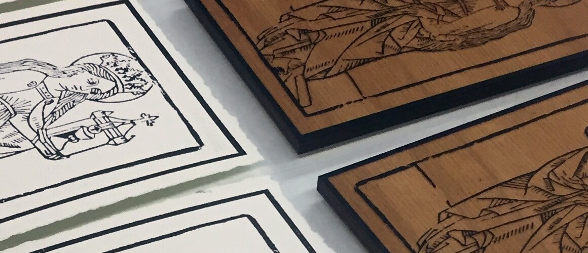 Woodblocks and prints of Saint Barbara