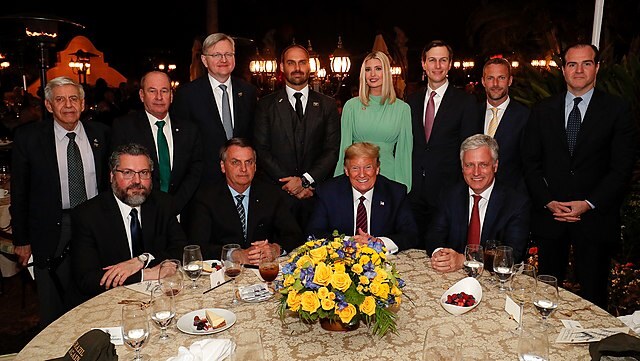 Attendees at a working dinner between Trump and Bolsonaro and advisers in Mar-a-Lago