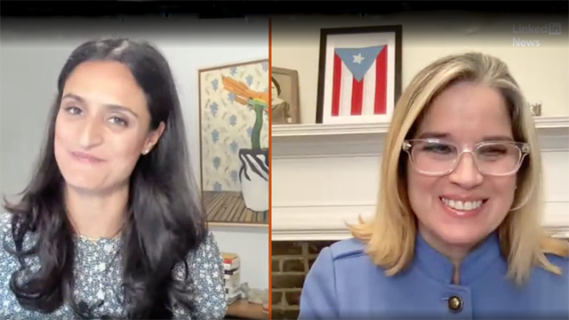 C. Yulín Cruz and LinkedIn News host Nina Melendez talked about the ongoing challenges that Puerto Rico faces.