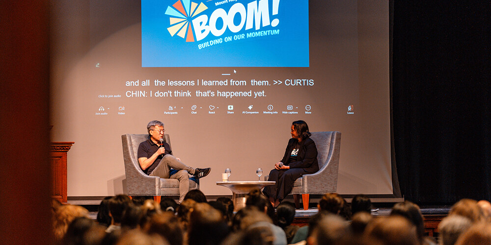 Curtis Chin and Danielle Holley in conversation for BOOM's opening plenary, 2026.